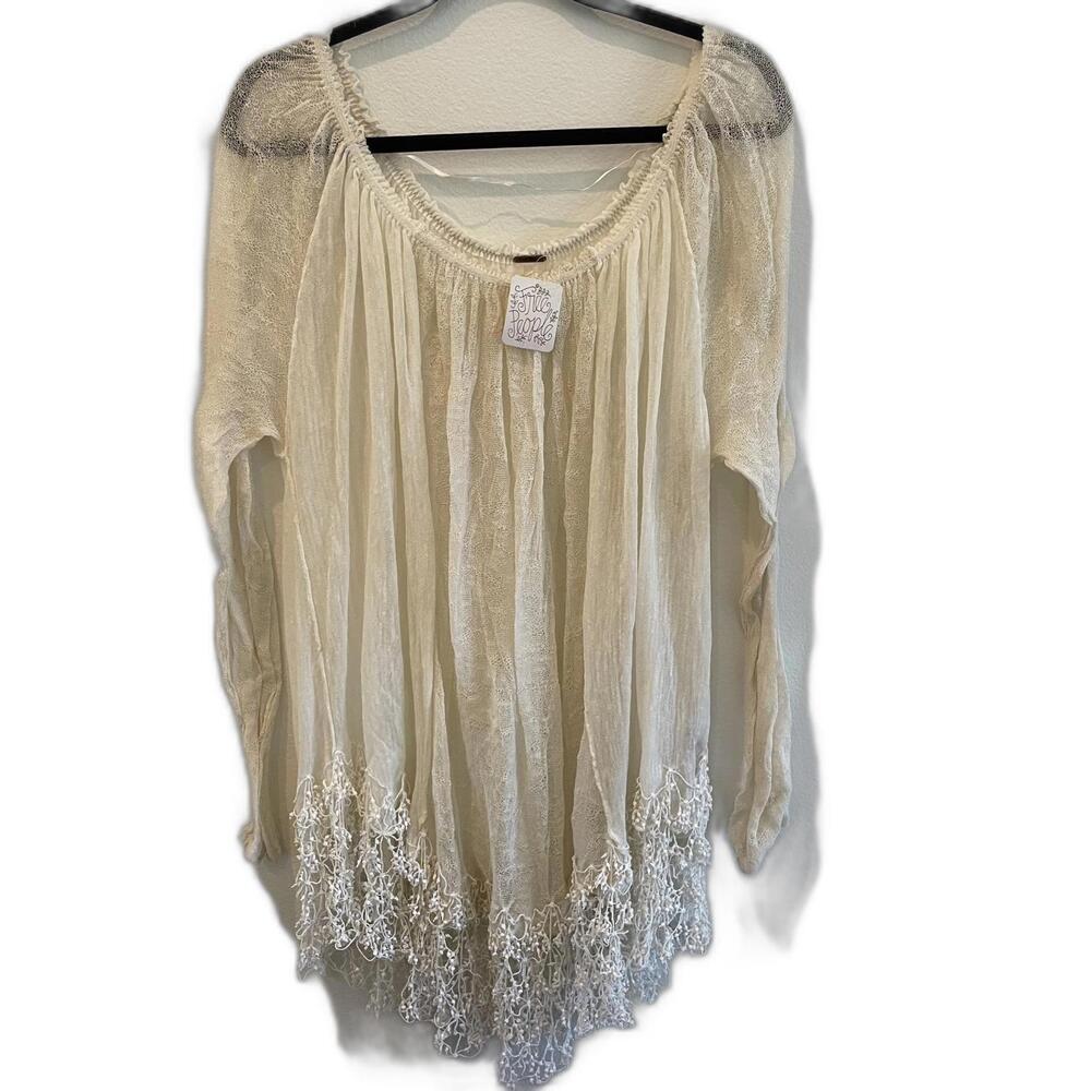 Free People Sheer Lace Hem Blouse dress- Bohemian Style